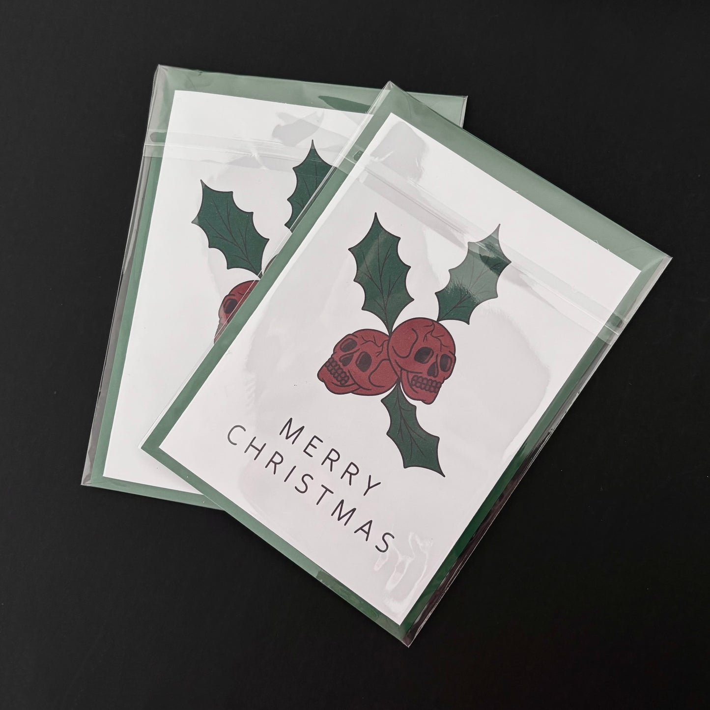 SKULL HOLLY CHRISTMAS CARD