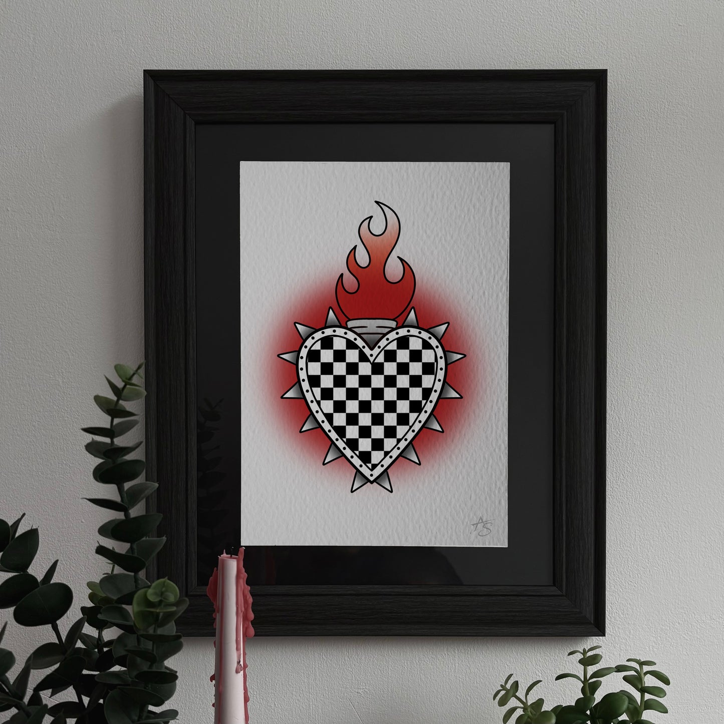 CHECKERED SACRED HEART PRINT