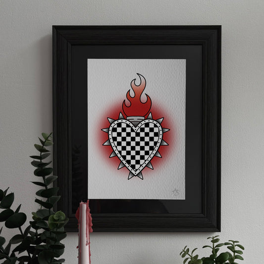CHECKERED SACRED HEART PRINT