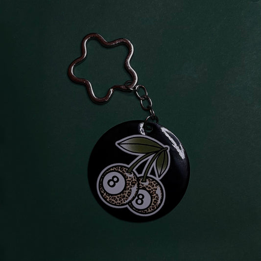 LEOPARD 8 BALL CHERRY KEYRING