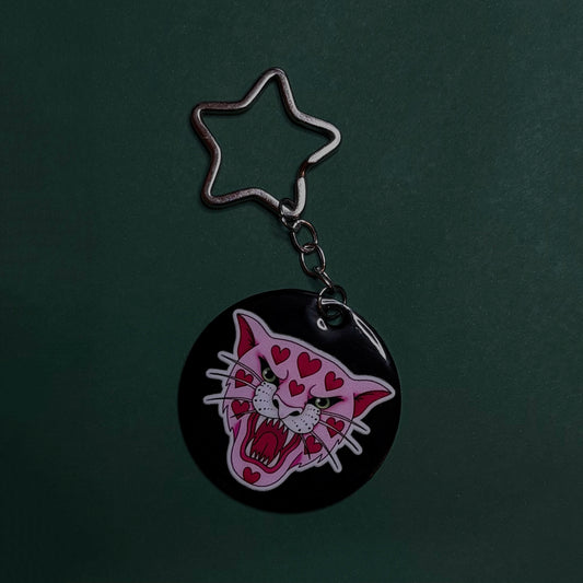 PINK JAGUAR KEYRING